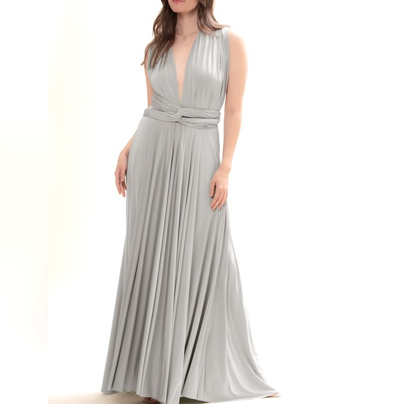 ๐HP New Twobirds BHLDN Ginger Convertible B / Fits 14 - 24 Lt Gray Silver Maxi - Picture 5 of 14